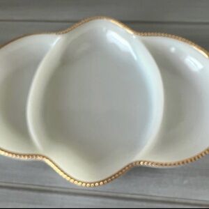 Vintage Vintage Anchor Hocking Fire King Divided Relish White Glass Serving Dish